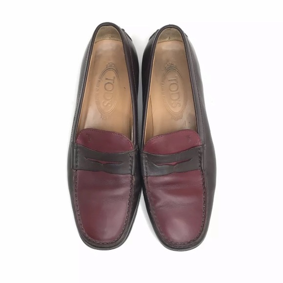 TODS Gommini Driving Loafers Brown And Red Leather - Picture 2 of 8